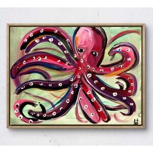 WS original octopus painting 12X16 canvas expressionism abstract modern wall art